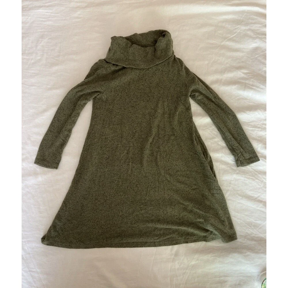 4T Old Navy girl clothes - 1 piece turtleneck dress | forest green solid theme
